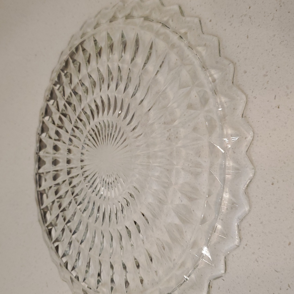 Jeanette Windsor Clear Glass Service Plate 10" Vintage - Picture 4 of 5